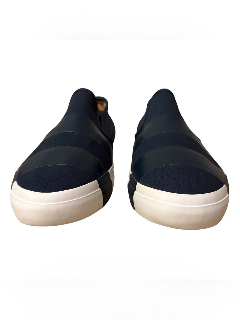 The Office Of Angela Scott Navy Stripe Women’s Canvas Slip-On Sneaker Shoes Sz 9